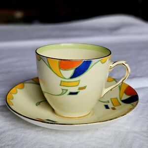 Rare Royal Doulton bone china Art Deco cup and saucer "Geisha" pattern